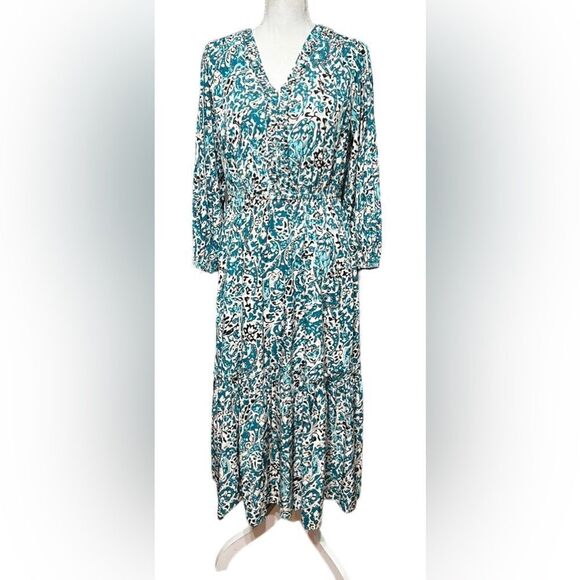 Chico’s Braid Detail Paisley Midi Dress Size 1 - Picture 1 of 7